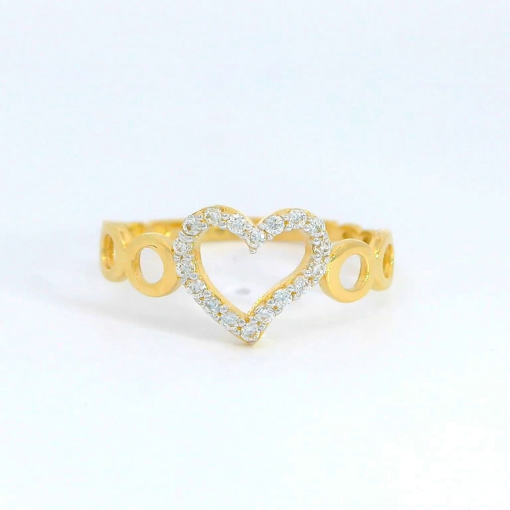 SORTIJA CÍRCULOS Y CORAZÓN CON CIRCONITAS.