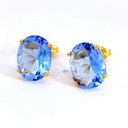PENDIENTES OVAL 10x8MM COLOR  AGUAMARINA PRESION