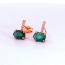 PENDIENTES ESMERALDA OVAL 6x4, 8 BRILLANTEs 1MM H-SI 0.04 CT