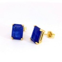 PENDIENTES CUARZO COLOR  ZAFIRO 8x6MM