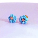 PENDIENTES FLOR COLOR  TURQUESA GARRA TORNILLO