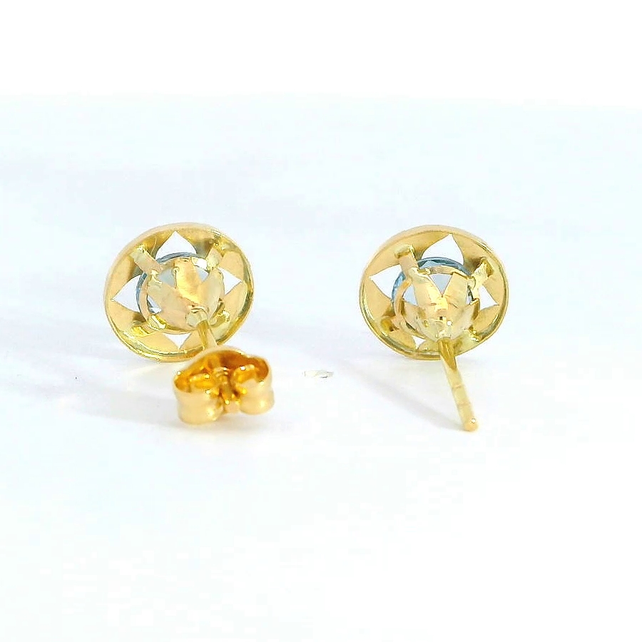 PENDIENTES REDONDOS 8MM PIEDRA COLOR AGUA MARINA