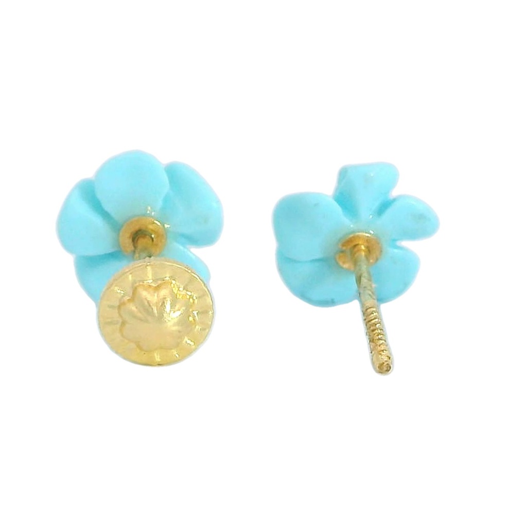 PENDIENTES FLOR COLOR  TURQUESA GARRA TORNILLO