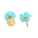 PENDIENTES FLOR COLOR  TURQUESA GARRA TORNILLO
