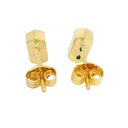 PENDIENTES BARRETA ROMBO 7x3MM GREEN STONE PRESION