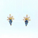 PENDIENTES FLOR COMETA PÌEDRA COLOR AGUAMARINA DE 7x4MM.12MM.