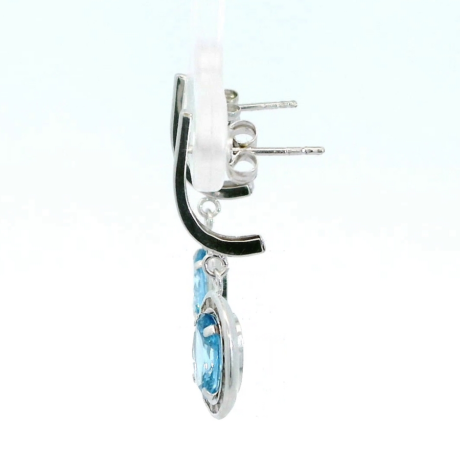 PENDIENTES BANDA PIEDRA COLOR AGUAMARINA DE 7x5MM.25MM.