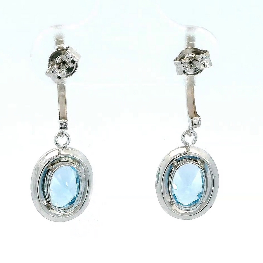 PENDIENTES BANDA PIEDRA COLOR AGUAMARINA DE 7x5MM.25MM.