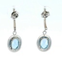 PENDIENTES BANDA PIEDRA COLOR AGUAMARINA DE 7x5MM.25MM.