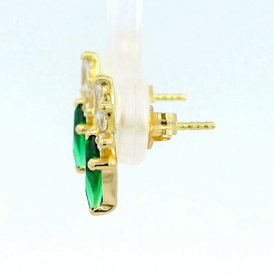 PENDIENTES COMETA PIEDRA COLOR ESMERALDA DE 7x4MM.12MM.