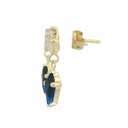 PENDIENTES FLOR COMETA PIEDRA COLOR ZAFIRO DE 7x4MM.11MM.
