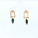 PENDIENTES ESLABON COMETA PIEDRA COLOR ESMERALDA DE 7x4MM.10MM.