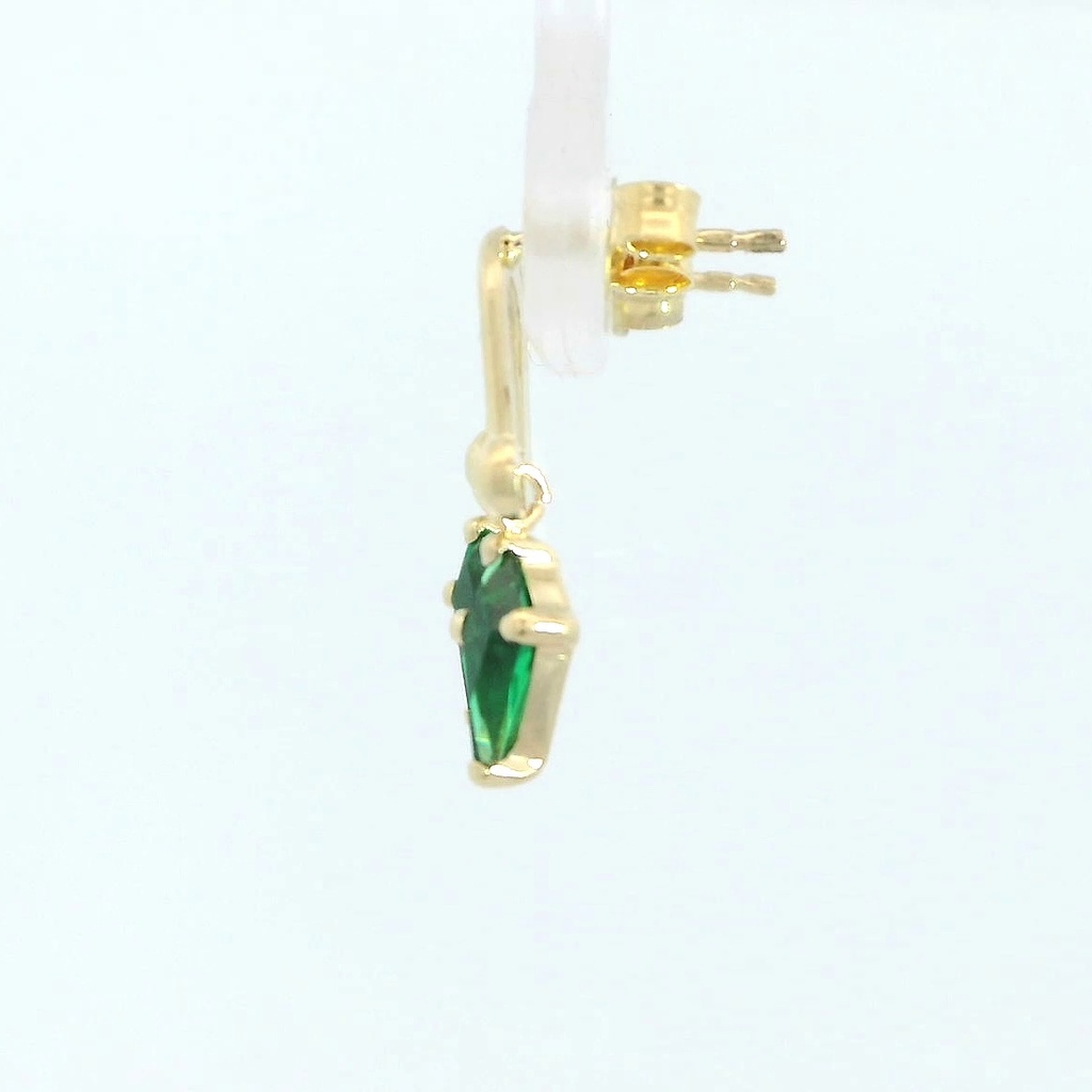 PENDIENTES ESLABON COMETA PIEDRA COLOR ESMERALDA DE 7x4MM.10MM.