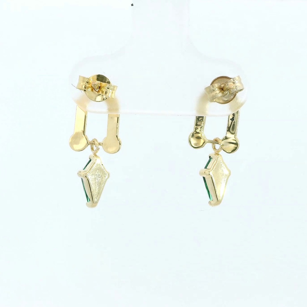 PENDIENTES ESLABON COMETA PIEDRA COLOR ESMERALDA DE 7x4MM.10MM.