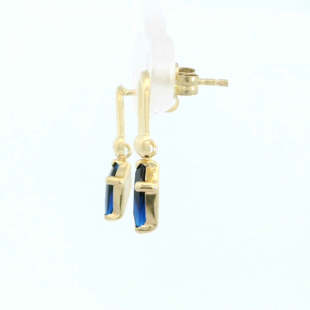 PENDIENTES ESLABON COMETA PIEDRA COLOR ZAFIRO DE 7x4MM.11MM.