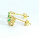 PENDIENTE CUAJO 5MM.ESMERALDA DE 3MM Y CIRCONITAS.
