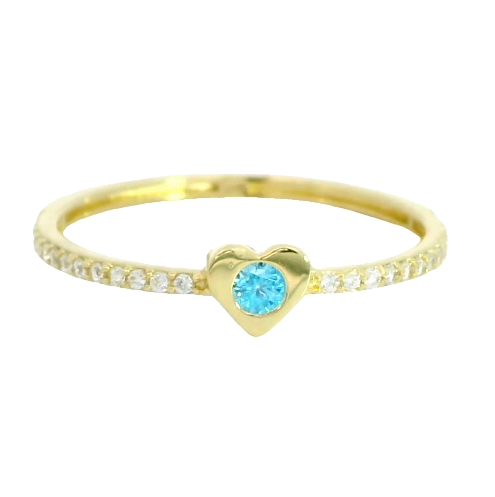 SORTIJA CORAZON CON CIRCONITA AZUL.