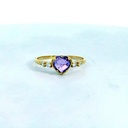 SORTIJA CON AMATISTA FORMA DE CORAZON DE 6x6MM.