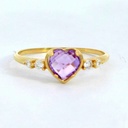 SORTIJA CON AMATISTA FORMA DE CORAZON DE 6x6MM.