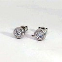 PENDIENTES CHATON CIRCONITA DE  3MM. ORO BLANCO.PRESION.