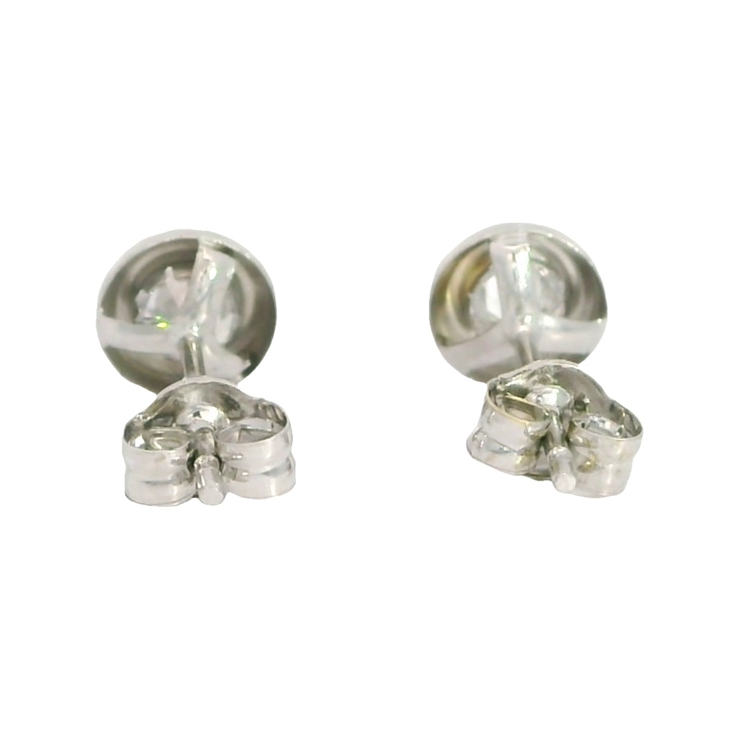 PENDIENTES CHATON CIRCONITA DE  3MM. ORO BLANCO.PRESION.