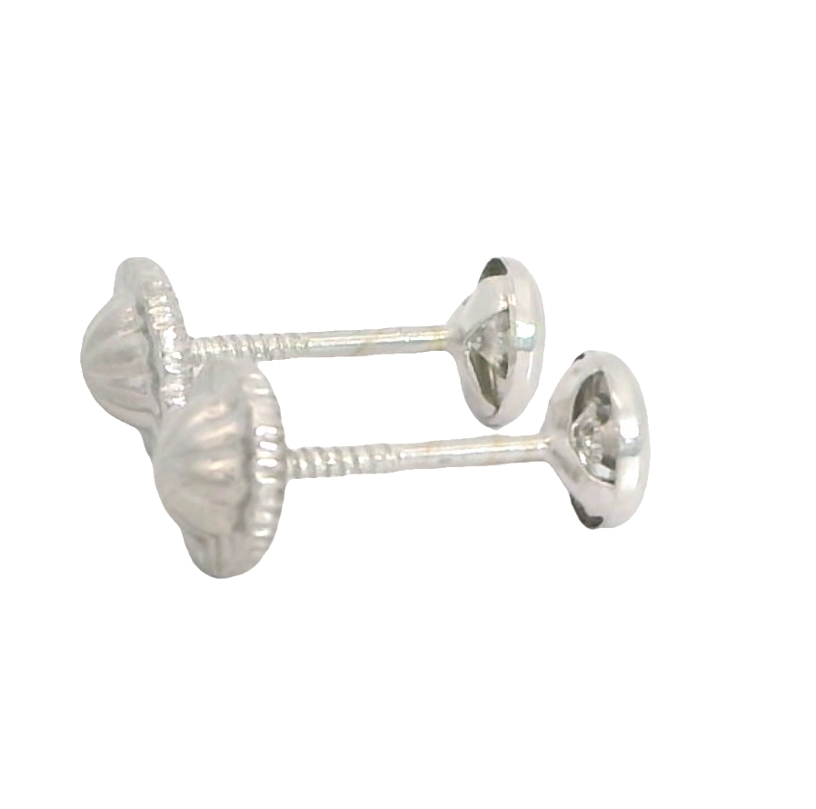 PENDIENTES CHATON CIRCONITA DE  2MM.ROSCA.ORO BLANCO.