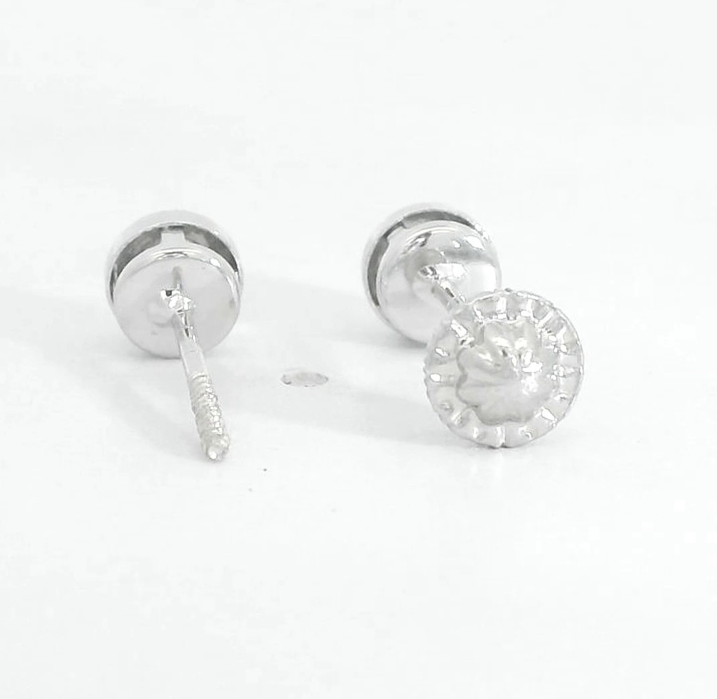 PENDIENTES CHATON ESTAMPACION ORO BLANCO 4.5MM.BRILLANTES H-SI 1  0.05 CT TW