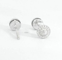 PENDIENTES CHATON ESTAMPACION ORO BLANCO 4.5MM.BRILLANTES H-SI 1  0.05 CT TW
