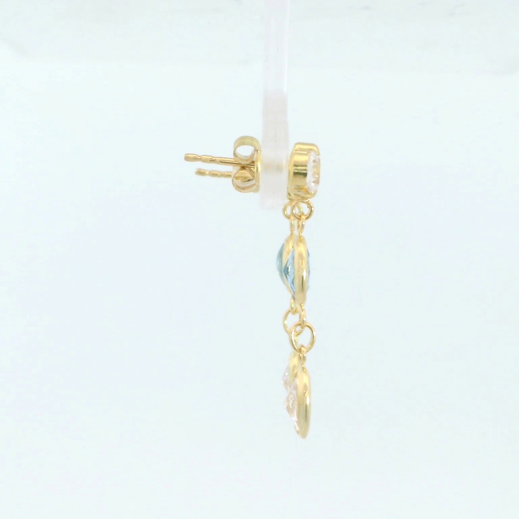 PENDIENTES LARGOS 24MM CON 1 PIEDRA EN COLOR AGUA MARINA