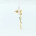 PENDIENTES LARGOS 24MM CON 1 PIEDRA EN COLOR AGUA MARINA