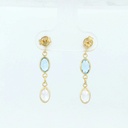 PENDIENTES LARGOS 24MM CON 1 PIEDRA EN COLOR AGUA MARINA