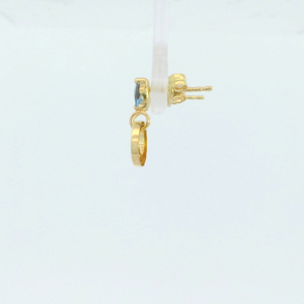 PENDIENTES LARGOS 1 PIEDRA EN COLOR AGUA MARINA