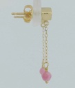 PENDIENTES CADENA CUBO PIEDRA TURMALINA ROSA SEMIPRECIOSA