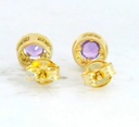 PENDIENTE CUAJO 5MM.AMATISTA DE 3MM Y CIRCONITAS.