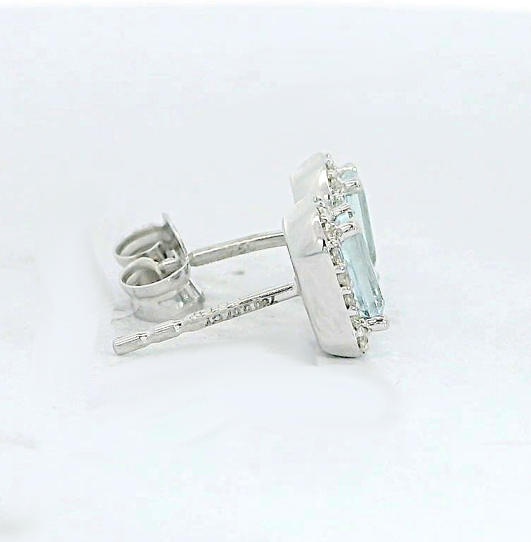 PENDIENTES BRILLANTES AGUA MARINA 1.024 DI 64 RD SI 0.54 CT