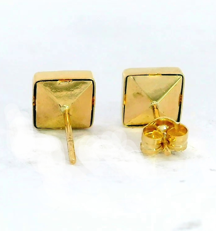 PENDIENTES CUADRADOS 6x6 MM PIEDRA TOPACIO LONDON BLUE