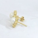 PENDIENTE ORLA FLOR GALLON PERLA 6-6.5MM PRESION