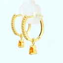 PENDIENTES ARO DESMONTABLE CITRINO 3MM Y CIRCONITAS.17x1'5MM.