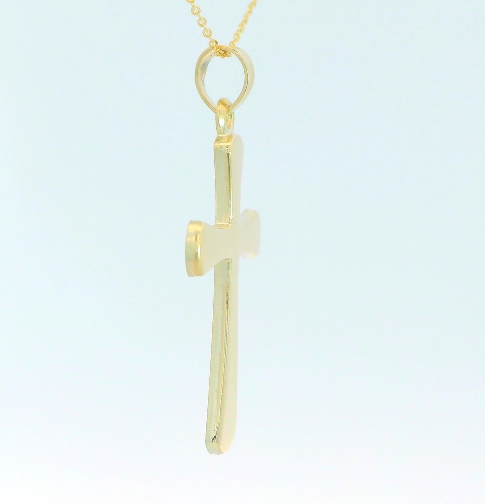 CRUZ LISA SIN CRISTO 25x16MM. 9 KILATES