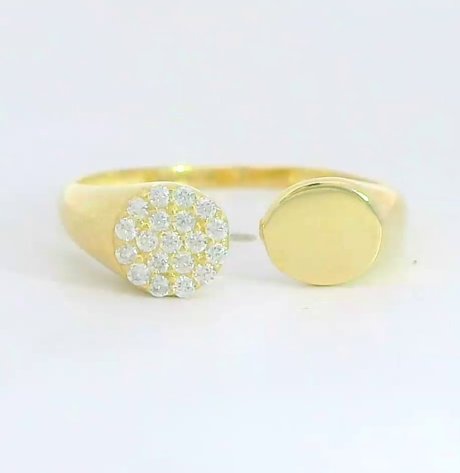 SORTIJA  ABIERTA CON CIRCONITAS. 9KILATES