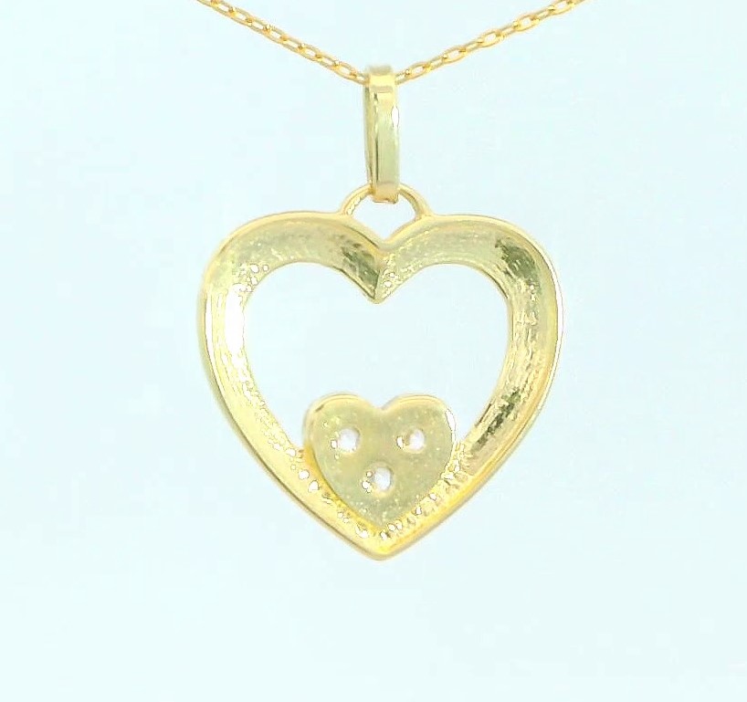 COLGANTE DOS CORAZONES CON CIRCONITAS.14x13MM.