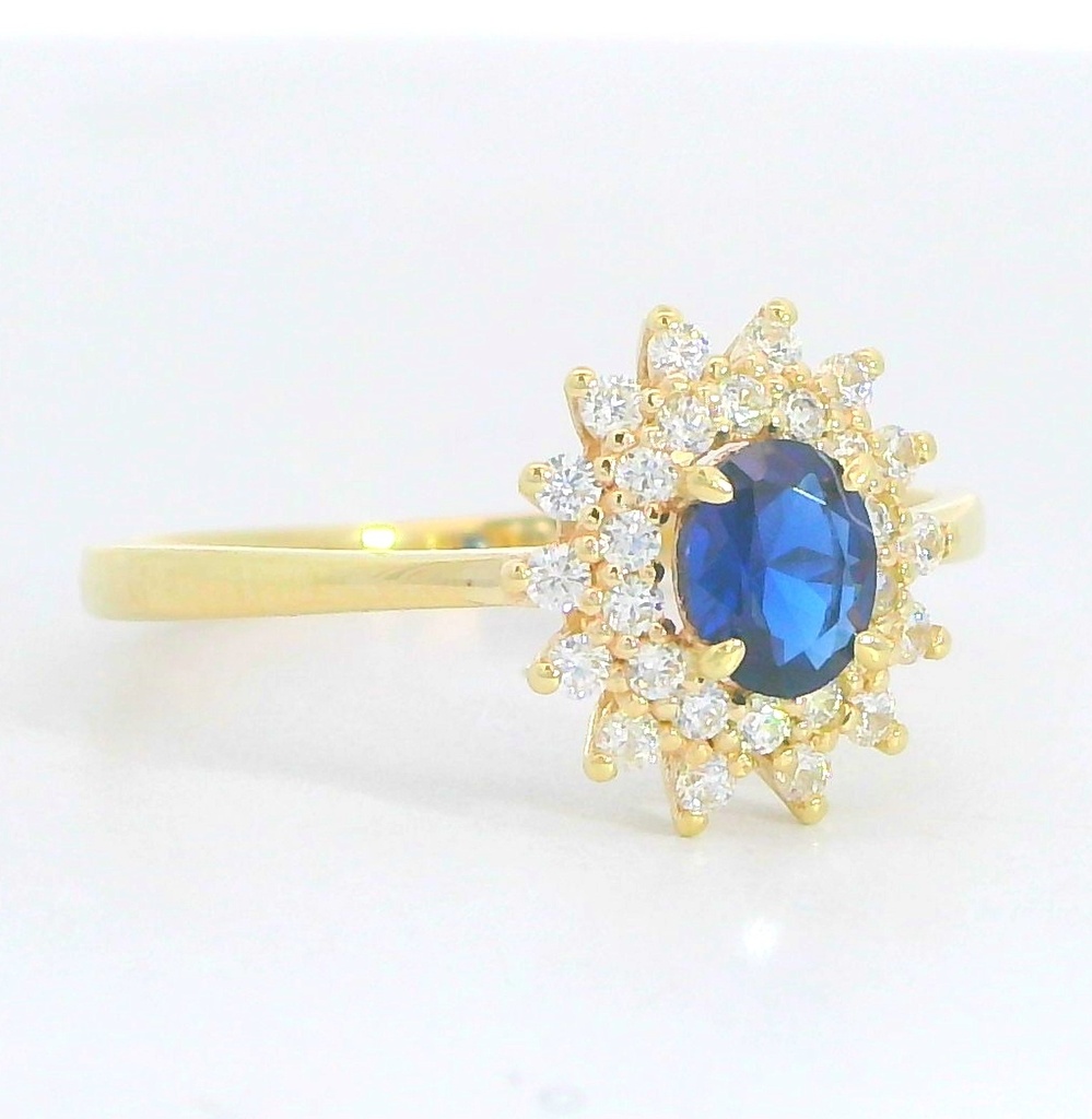 SORTIJA CIRCONITA OVAL COLOR ZAFIRO 5x4MM.9KILATES