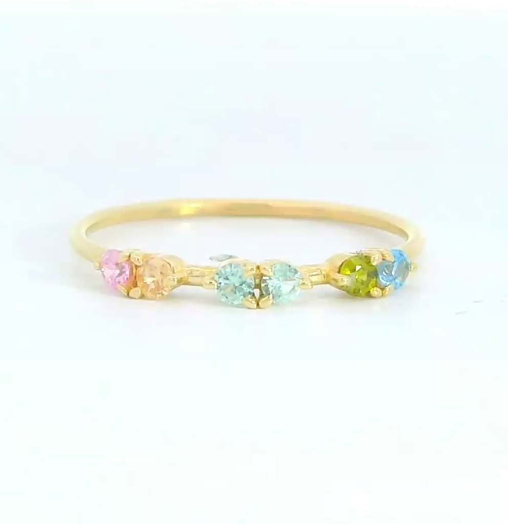 SORTIJA CIRCONITAS COLORES PASTEL. 9KILATES