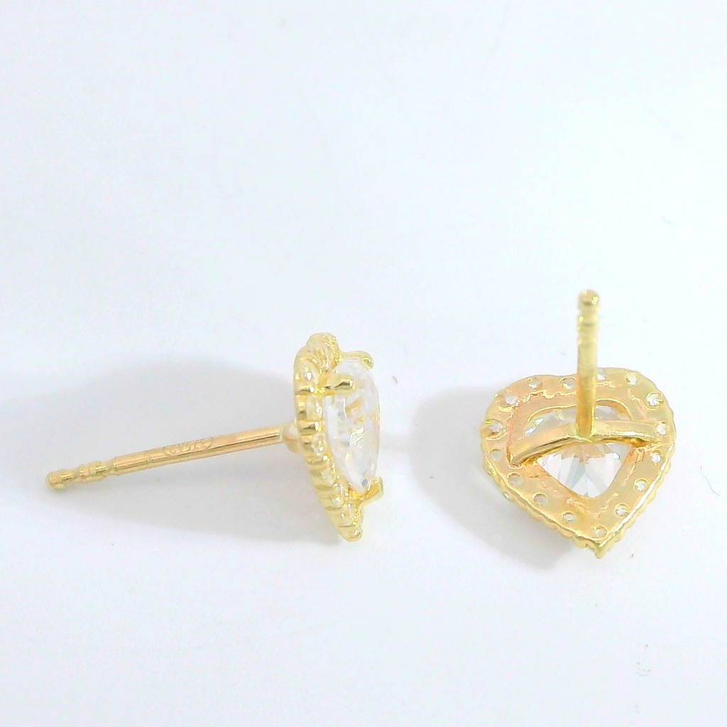 PENDIENTES CIRCONITAS CORAZON.8x7MM.9 KILATES