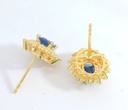 PENDIENTES  CUAJO CIRCONITAS Y NANO ZAFIRO DE 5x4MM.9 KILATES