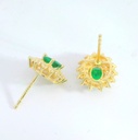 PENDIENTES CUAJO CIRCONITAS Y  NANO ESMERALDA DE 5x4MM.9 KILATES