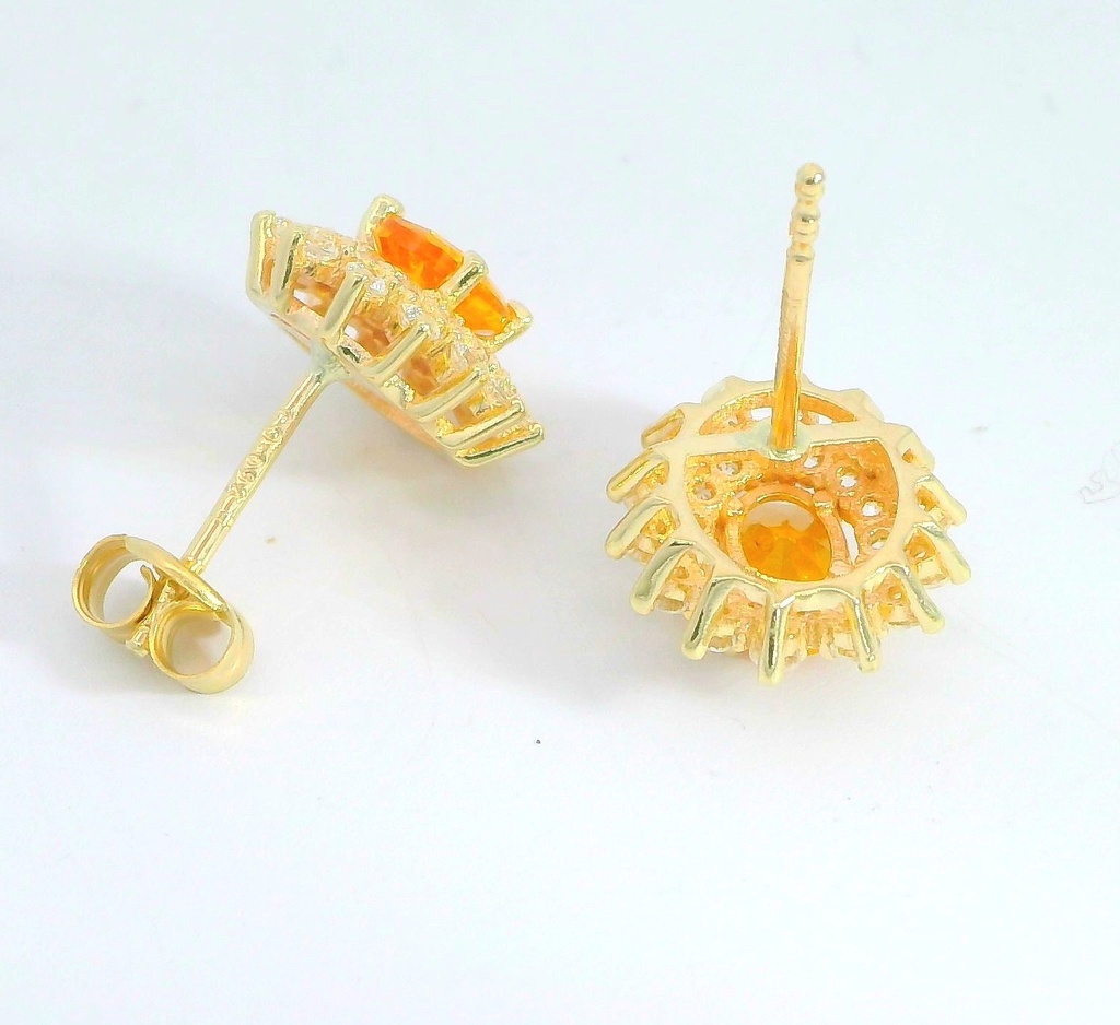 PENDIENTES CUAJO CIRCONITAS Y NANO CITRINO DE 5x4MM.9 KILATES