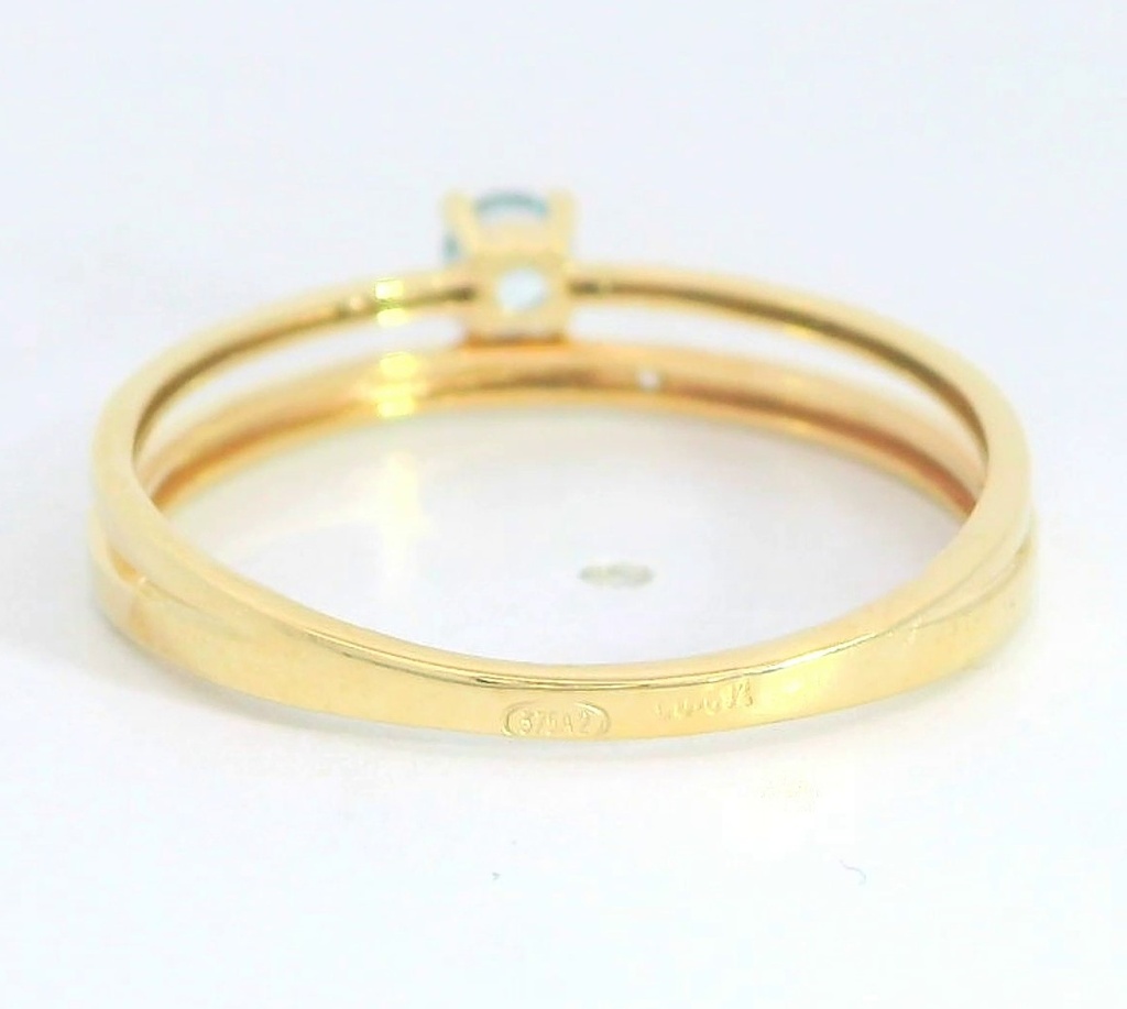 SORTIJA DOBLE ,CIRCONITA COLOR AGUA MARINA.9KILATES