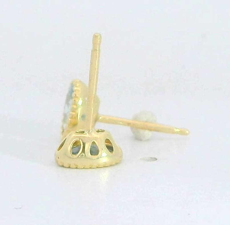 PENDIENTES OVAL 6x4MM COLOR AGUAMARINA.9 KILATES