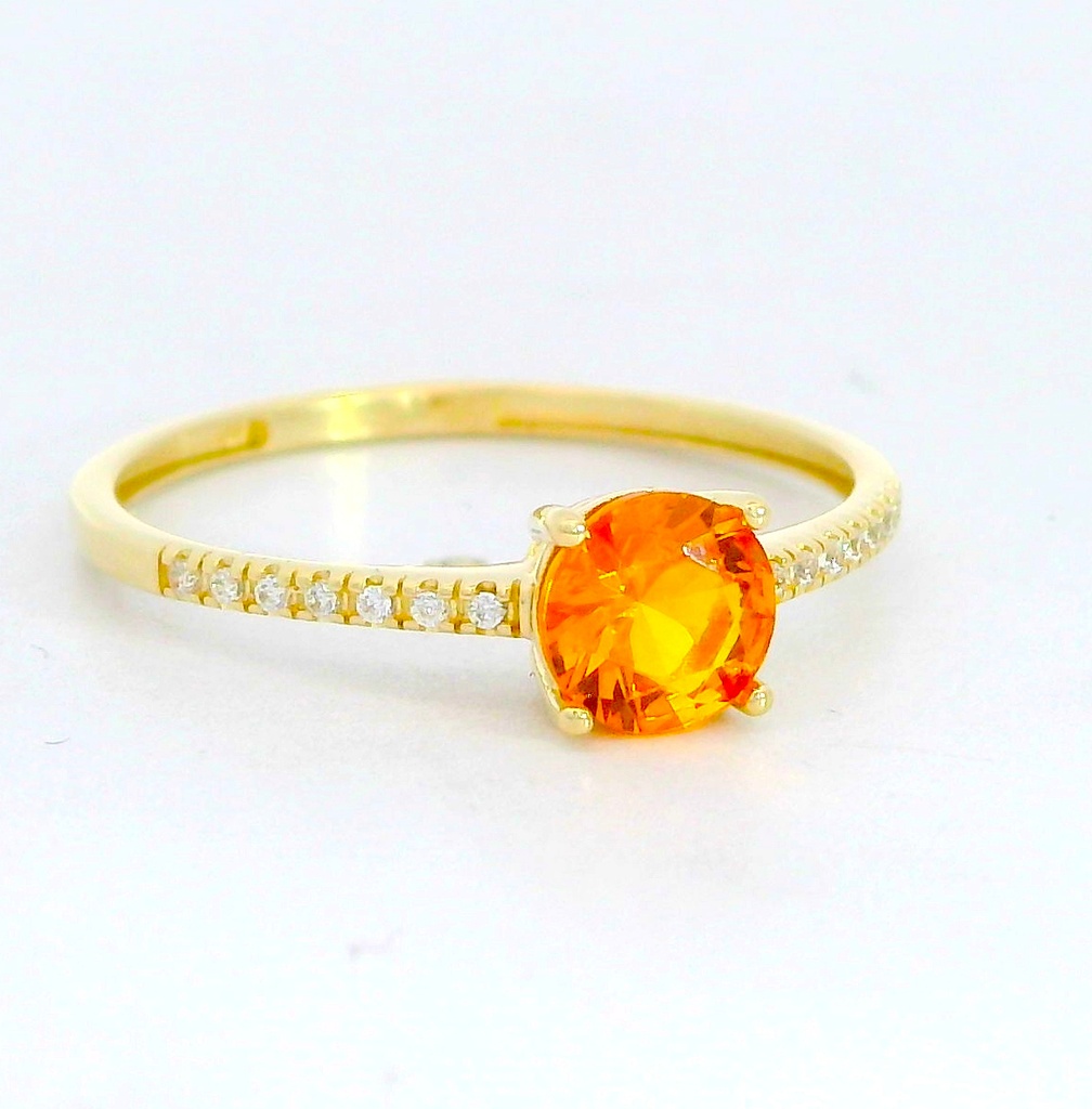 SORTIJA CIRCONITA REDONDA 5MM COLOR CITRINO.9 KILATES